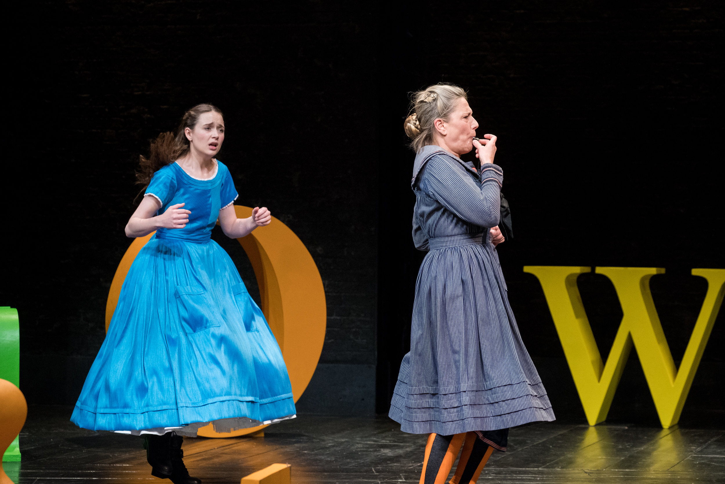  Rebecca Birch &amp; Charlotte Gorton in Alice in Wonderland, Storyhouse, composed by Jude Obermüller (photo by Mark McNulty) 