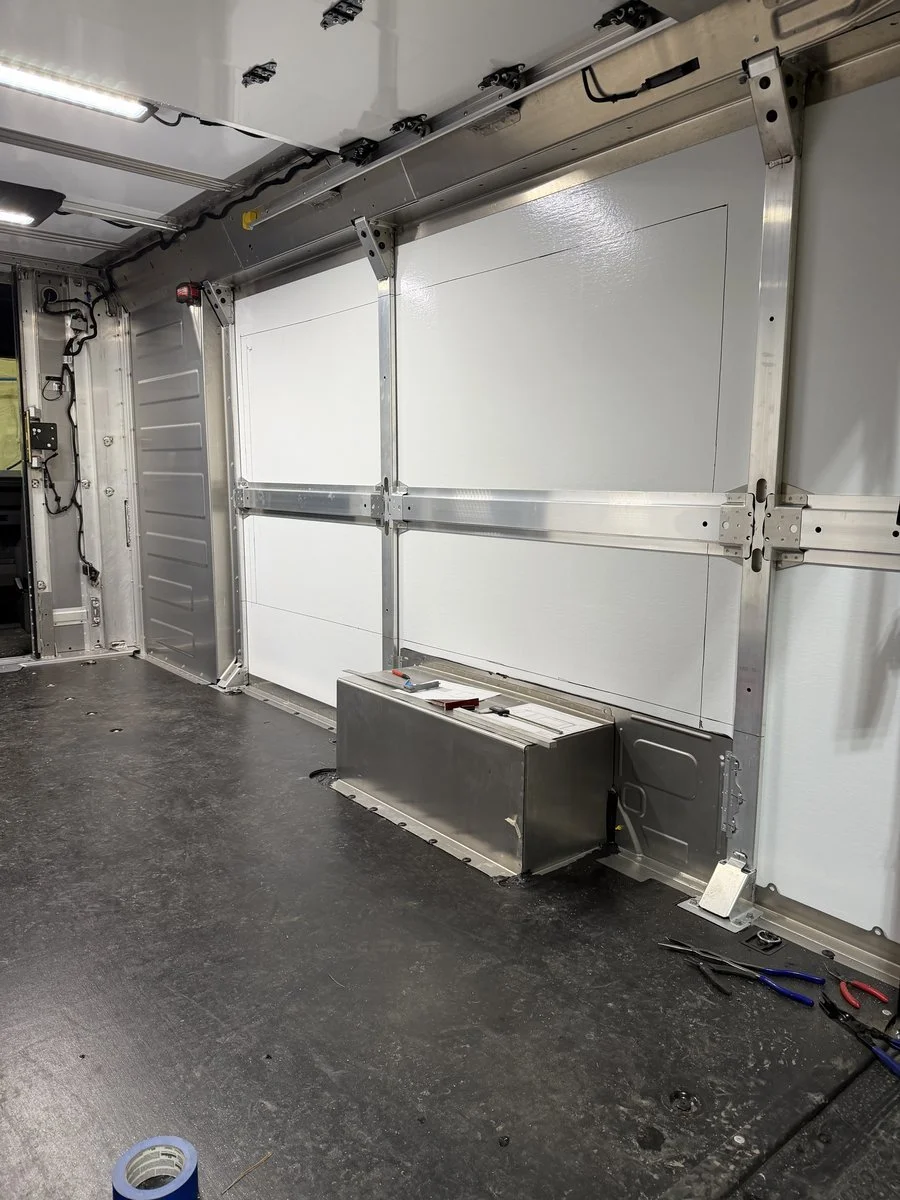 Vendor window cut-out and reinforcement on San Jose Earthquakes BrightDrop EV600