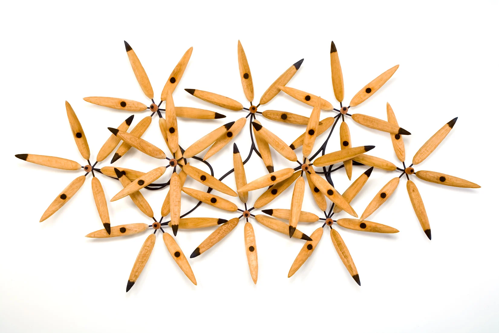 White Six and Ten Flower , 2007 Steel, poplar and mahogany 65" x 121 1/2" x 16" Private collection