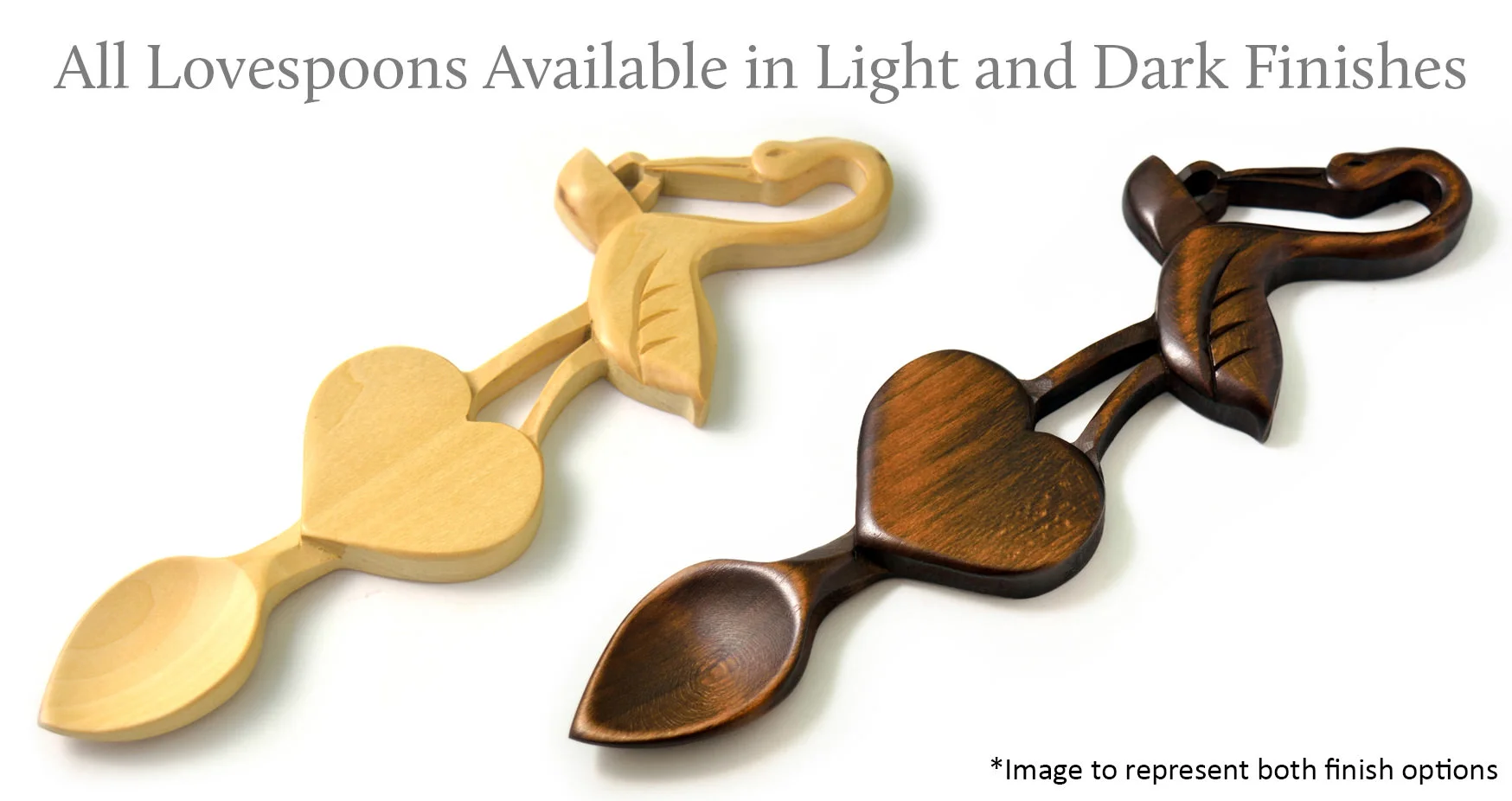 welsh lovespoons light and dark finish
