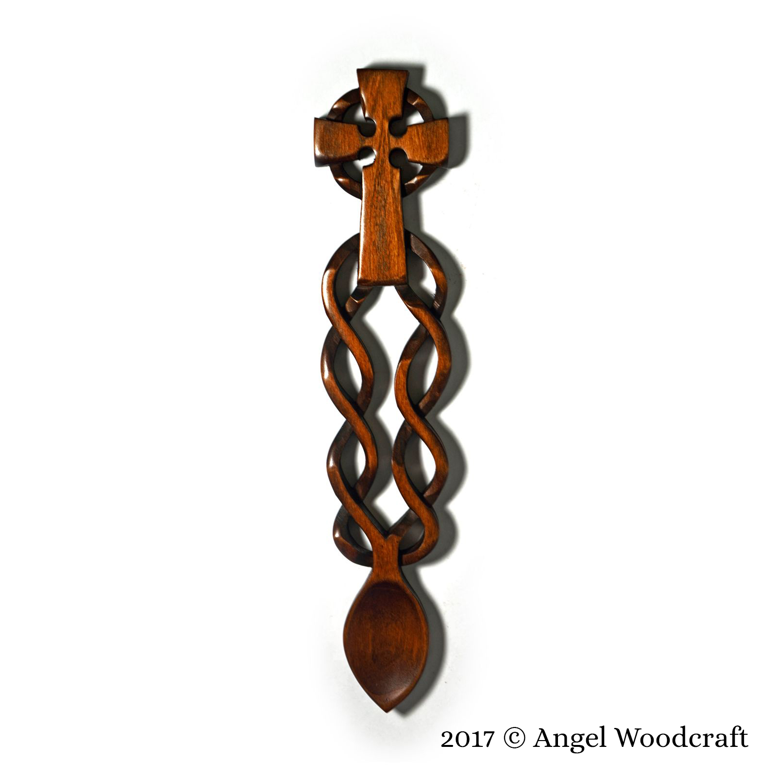 welsh love spoon celtic cross dark 2