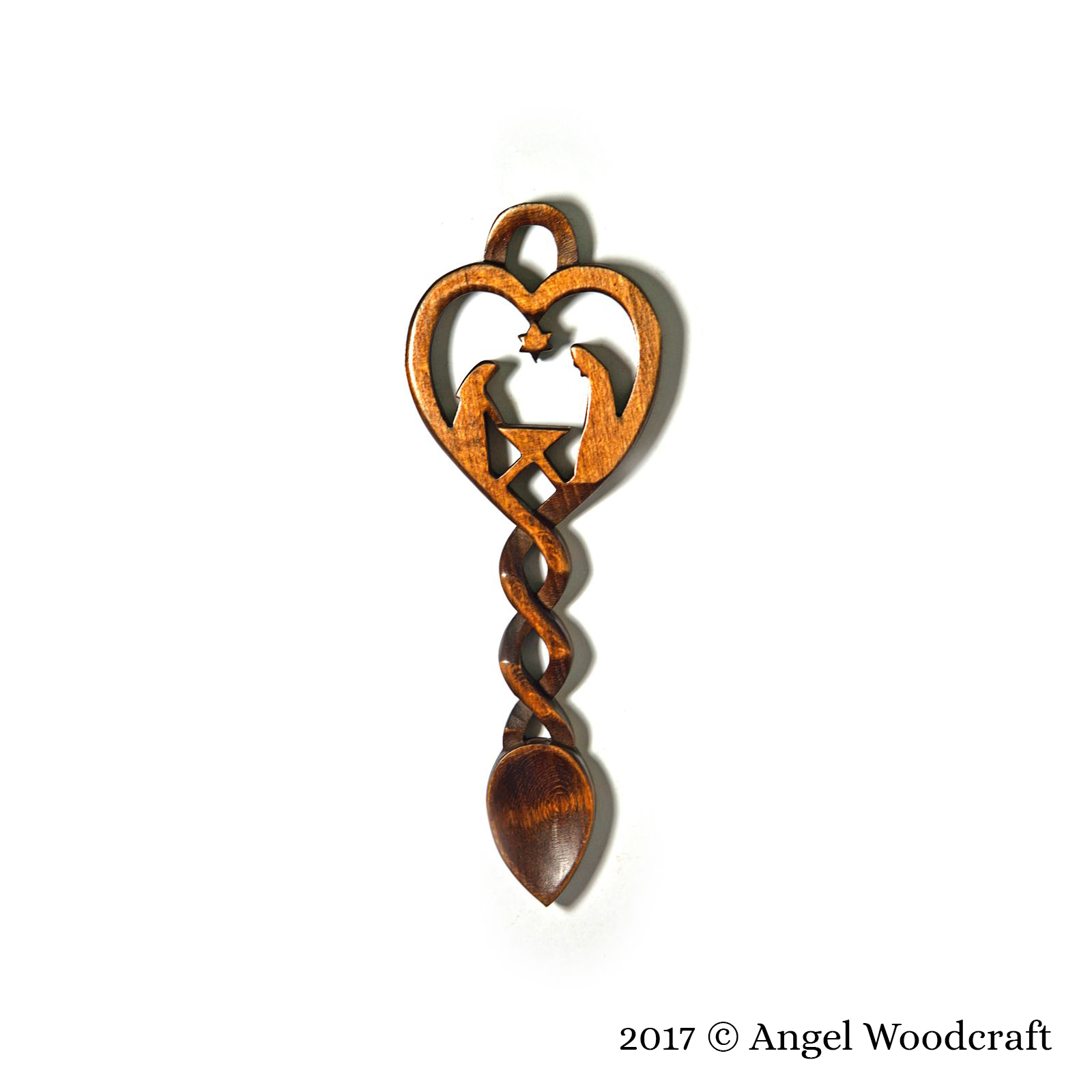welsh love spoon nadolig christmas nativity ornament dark 2