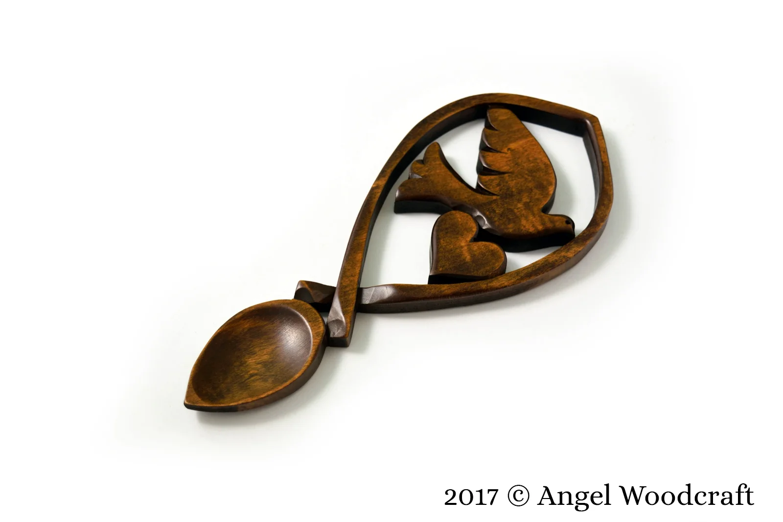 welsh love spoon dove of peace and love gift dark 1