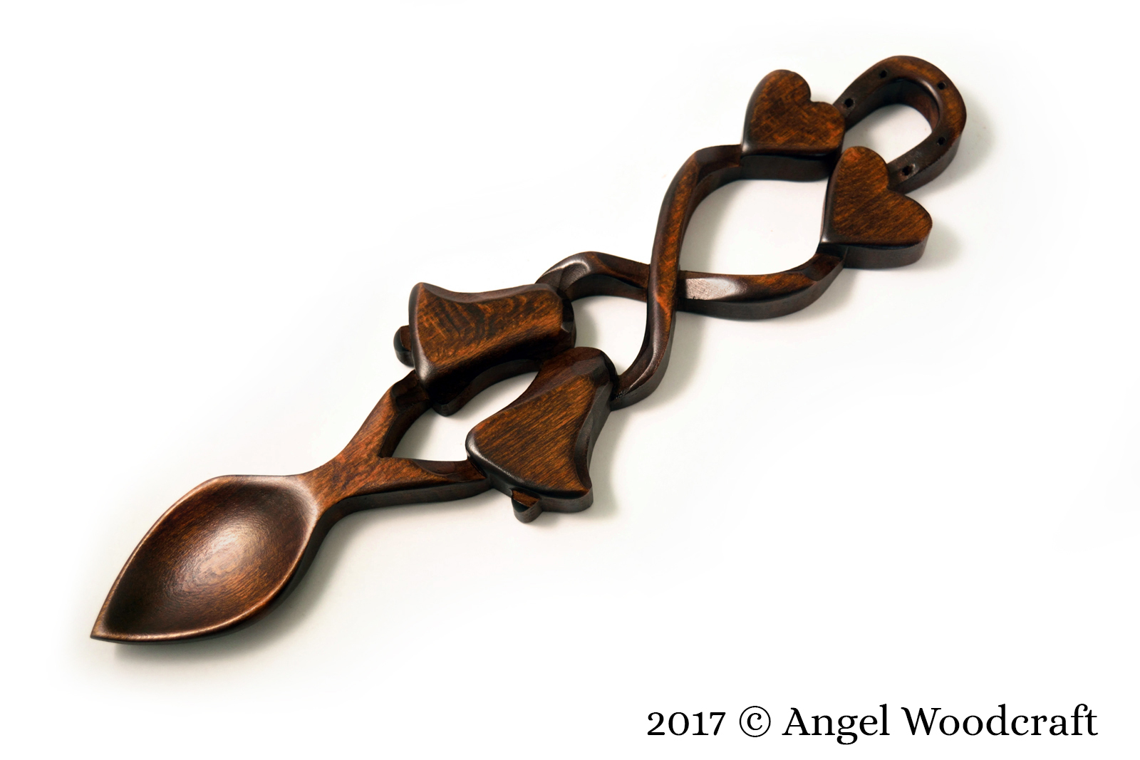 welsh love spoon wedding bells gift dark 1