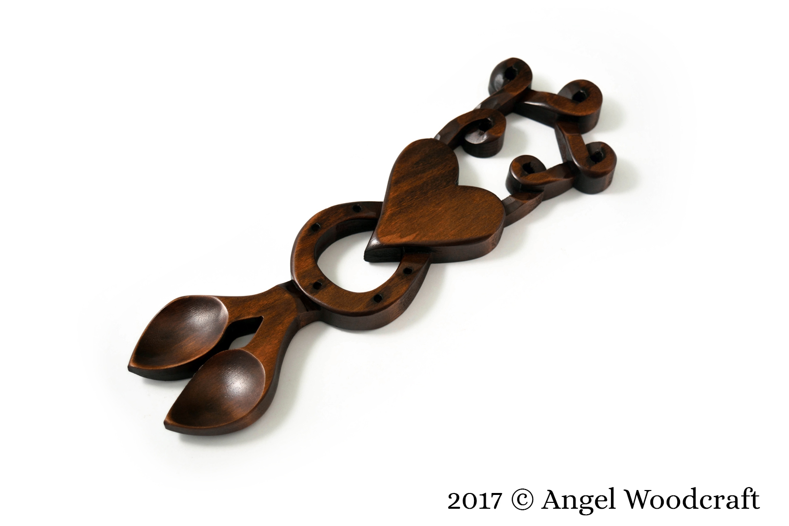 welsh love spoon double bowl dark 1