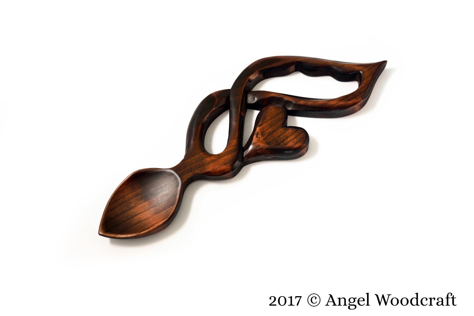 welsh love spoon natural love heart dark 1