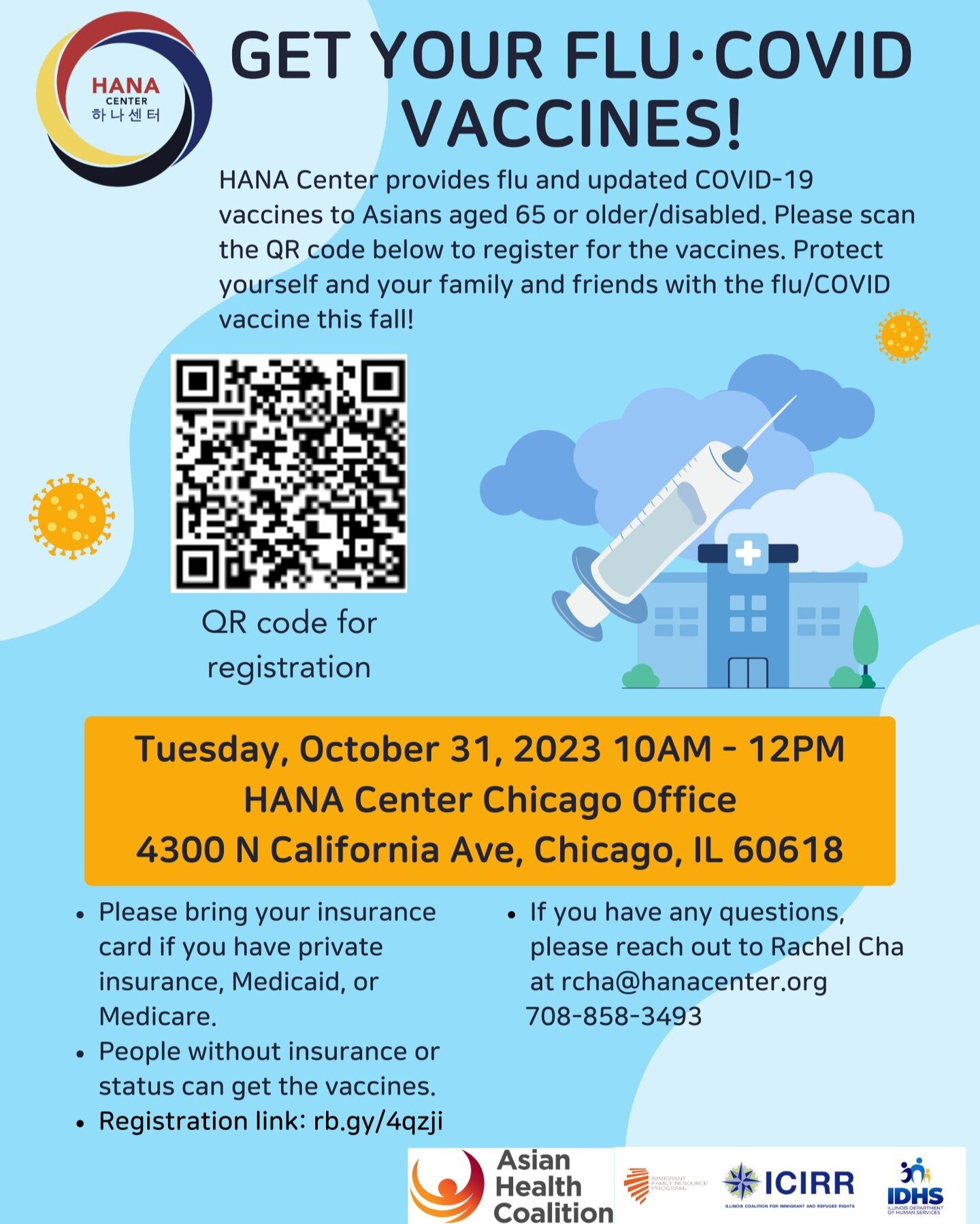 🍁 Hi friends! 🍂 
Do you have a family member or friend who is older than 65 and needs to get a flu shot for the winter season? If so, we'd love to see them at our HANA office on the last day of October!💉 

Just hop over to our bio for the registra