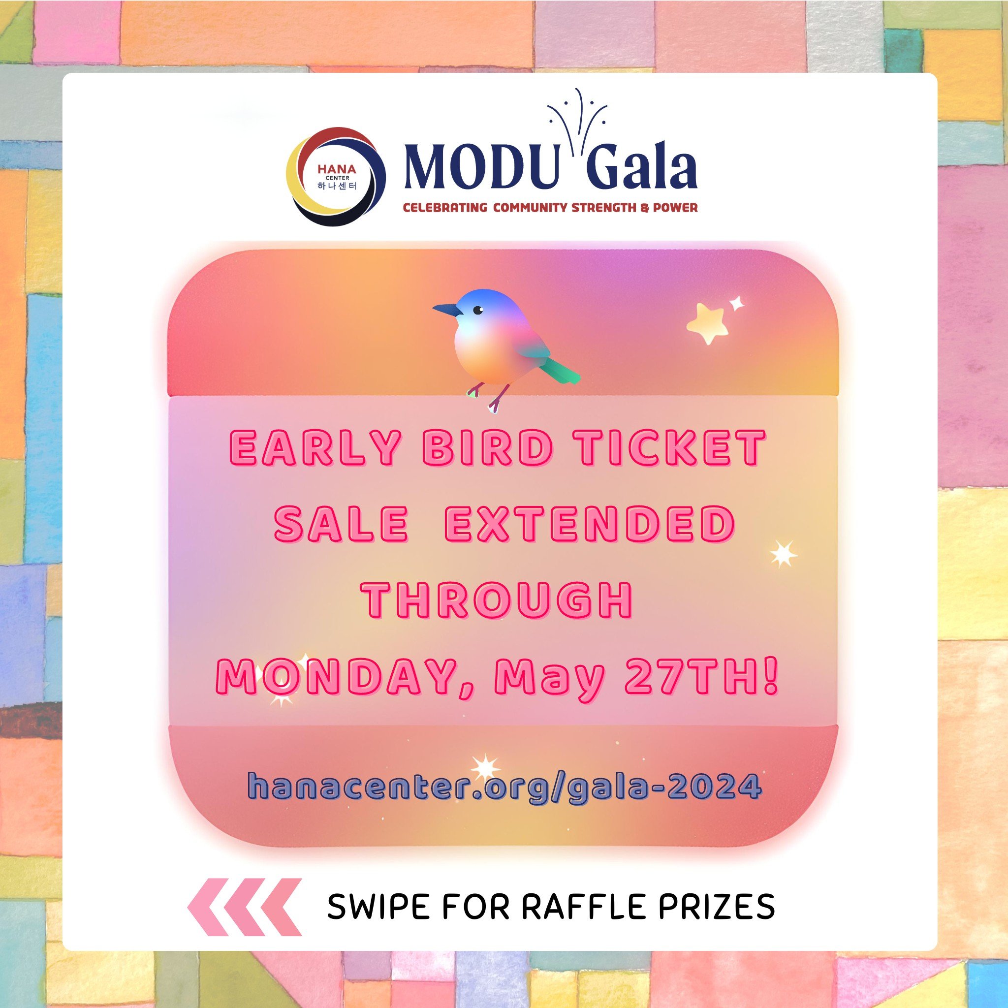 Due to popular demand, Early Bird ticket sales have been extended through Monday, May 27th! Swipe left to see some of our great raffle prizes!

🥳 Our annual MODU Gala brings our community together to celebrate the remarkable individuals and organiza