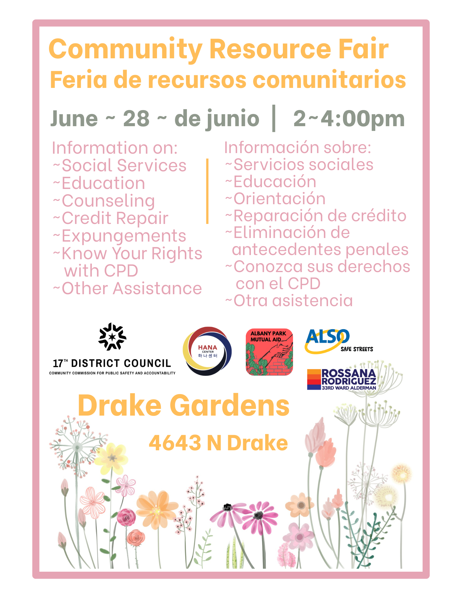 Community Resource Fair at Drake Garden