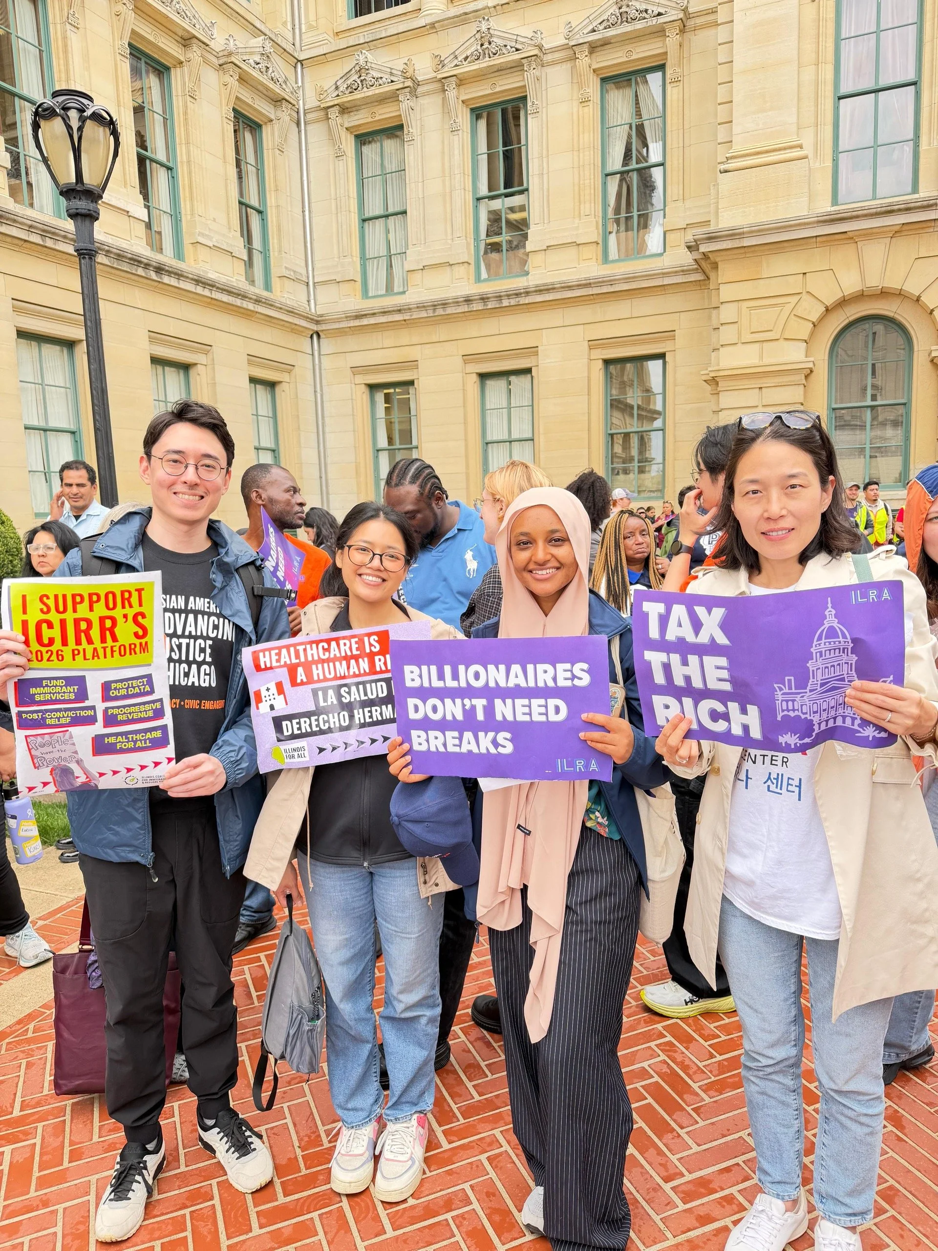  Members of HANA Center, Chinese Mutual Aid, and Asian Americans Advancing Justice at the Tax Day Rally in Springfield. 