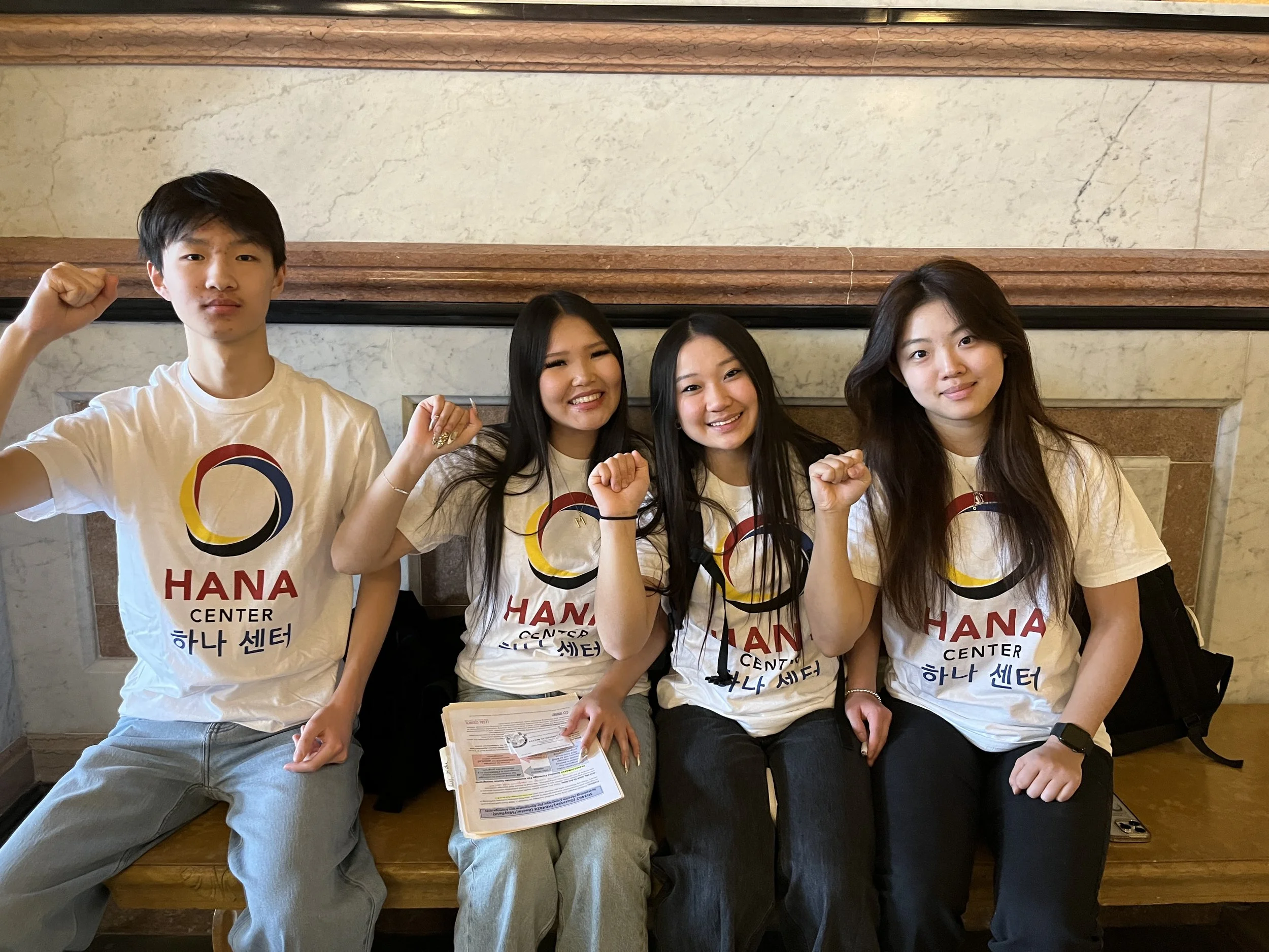 Suburban Youth Council (SYC) members waiting to speak with IL State Senator Laura Fine's staffer.