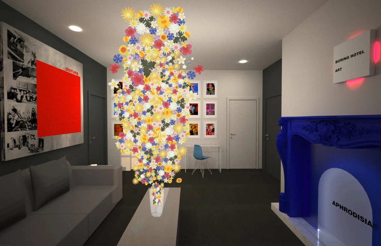 rendering for unrealized commission, "john bell suite" for hotel monaco, curated all aspects of suite with 30 plus original works art, 2013