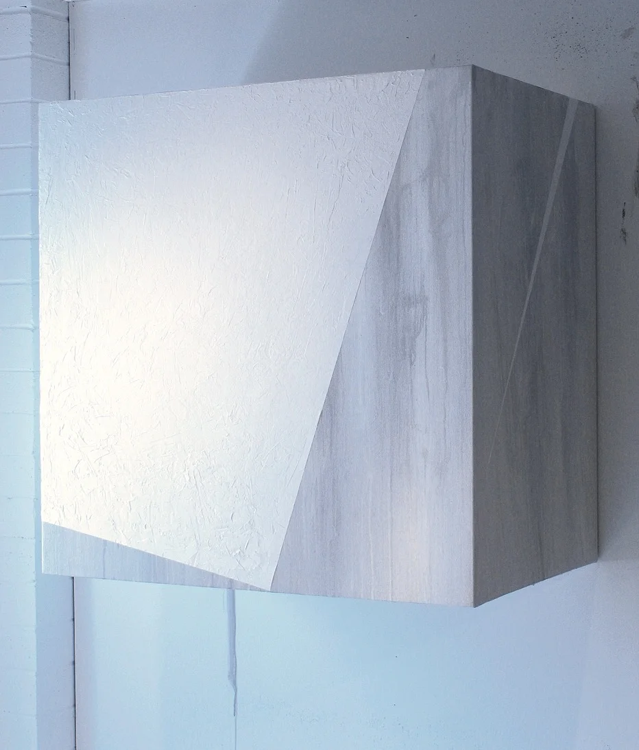 (re) defining space #12, 2005, acrylic on canvas, 36" x 36" x 12"