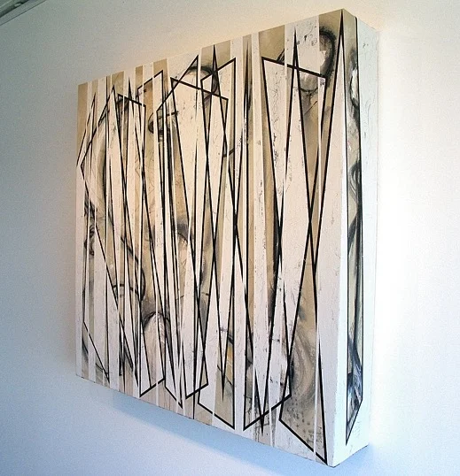 different hours (for stephen dunn) 2007, acrylic & oils on canvas, 36" x 36" x 6"