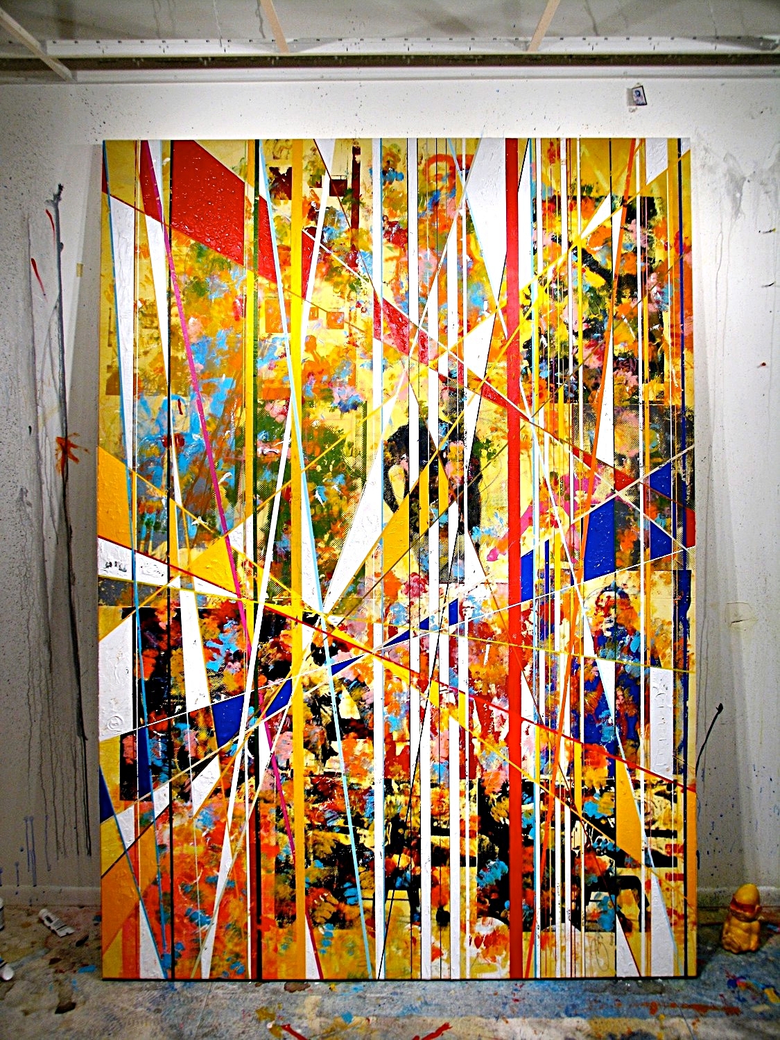 i am not afraid of you & i will beat your ass, confronting facts, fears, myths & legends, 2009, acrylic on canvas, 62" x 88"