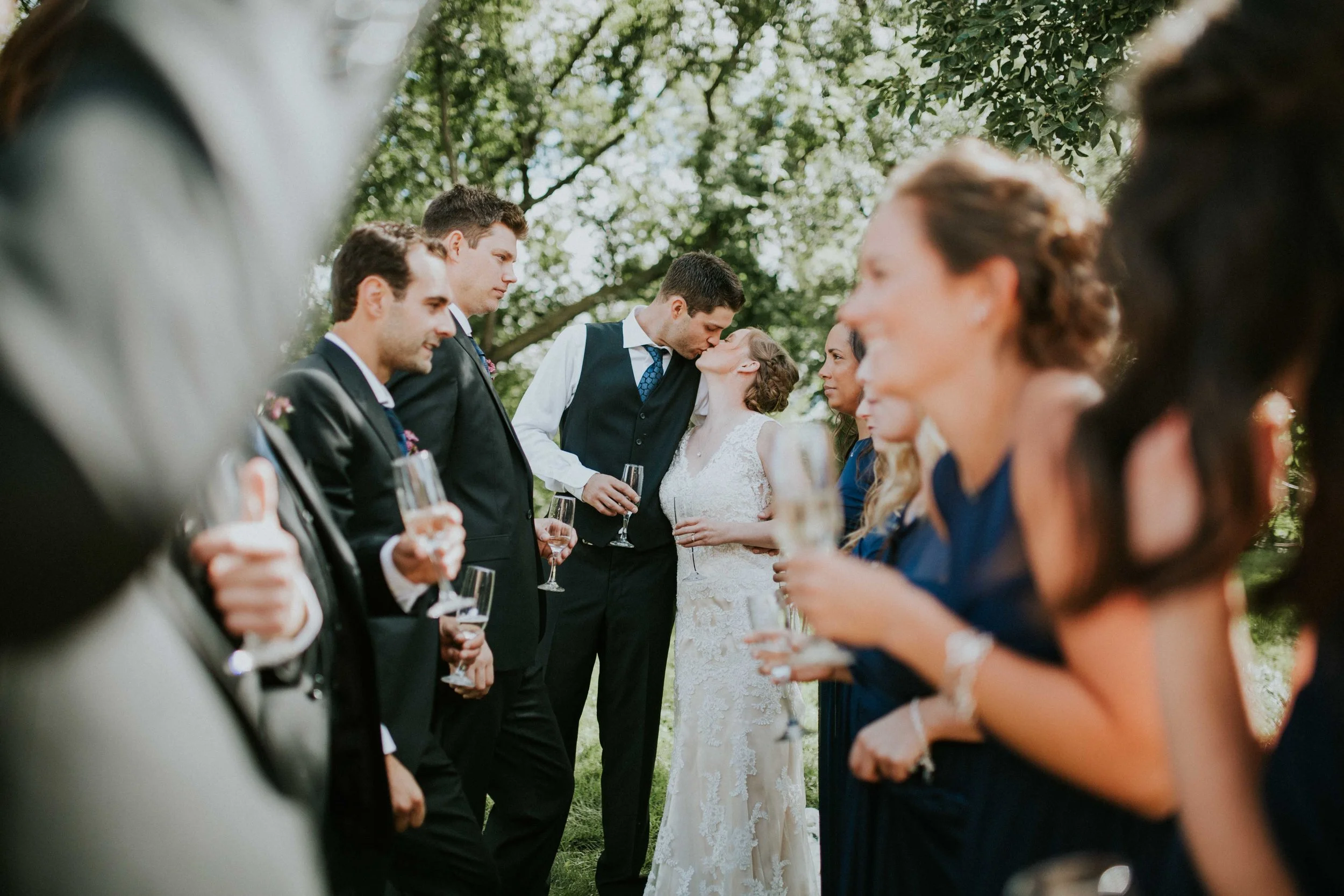 The little white church where Dustin + Caitlin exchanged their vows, in front of their close family and friends was the perfect intimate day that they could have ever imagined. Their gorgeous day included an eclectic mix of things they love – vintage antiques and the natural greenery of the outdoors. The Crow's General Store brought a unique look to their day from the antiques to the crystal champagne glasses. This wedding had it all. 