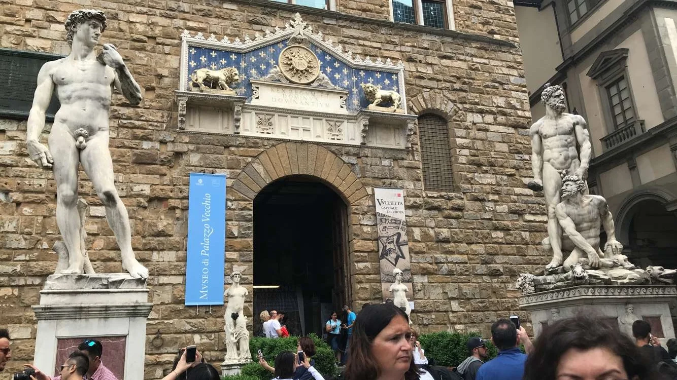 Florence - Palazzo Vecchio Front Entrance with Michaelangelo's David