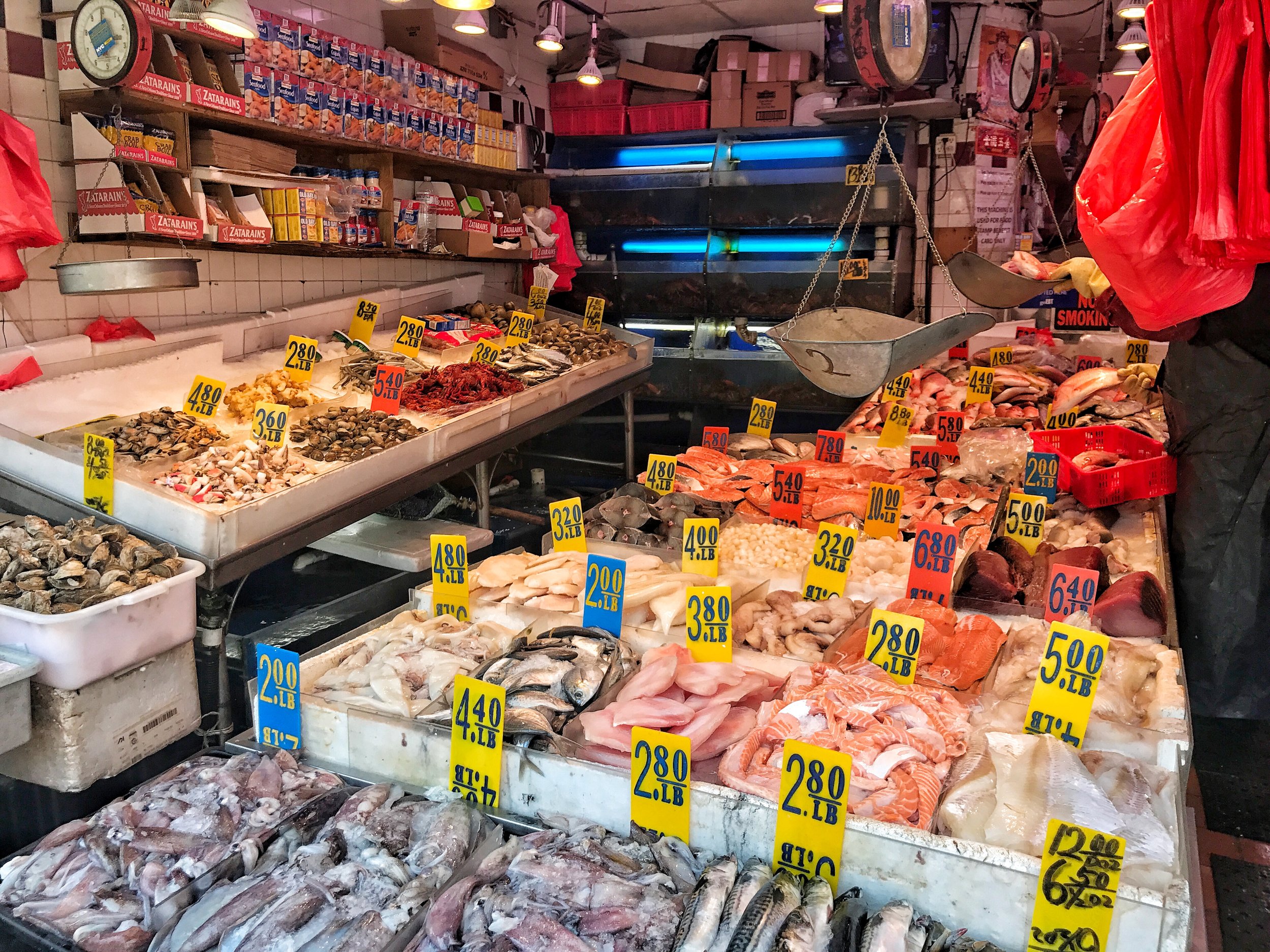 A seafood market in Chinatown