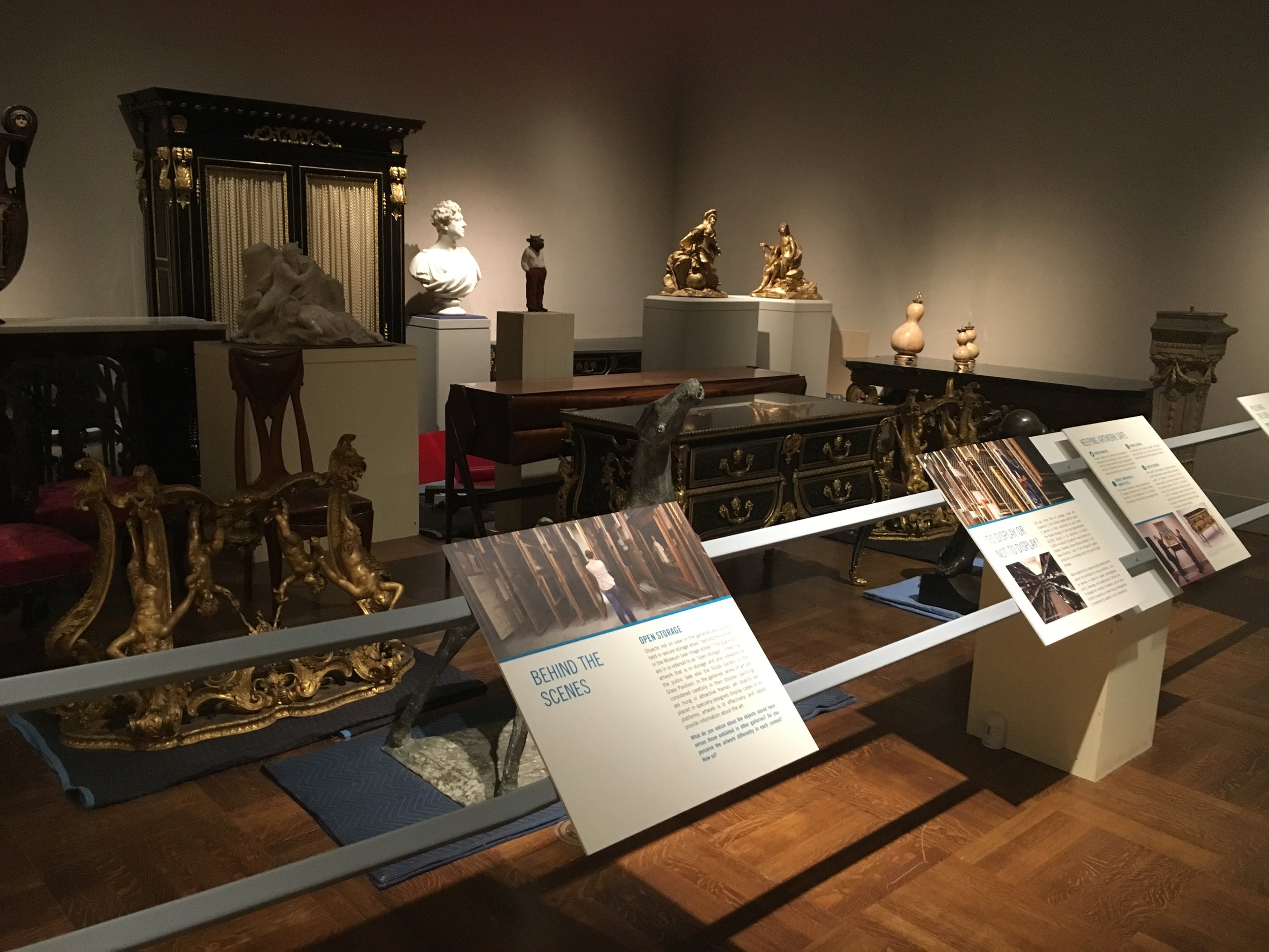 View of artwork and signage in Open Storage