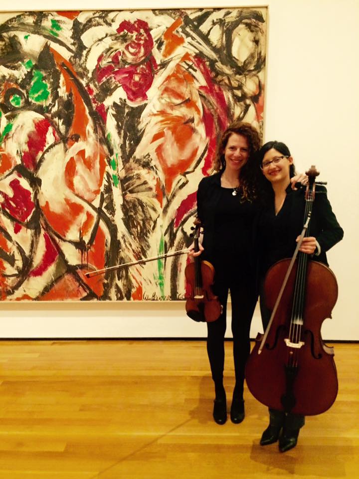 Ariel Clayton and Erica Snowden near Lee Krasner, Celebration, 1961