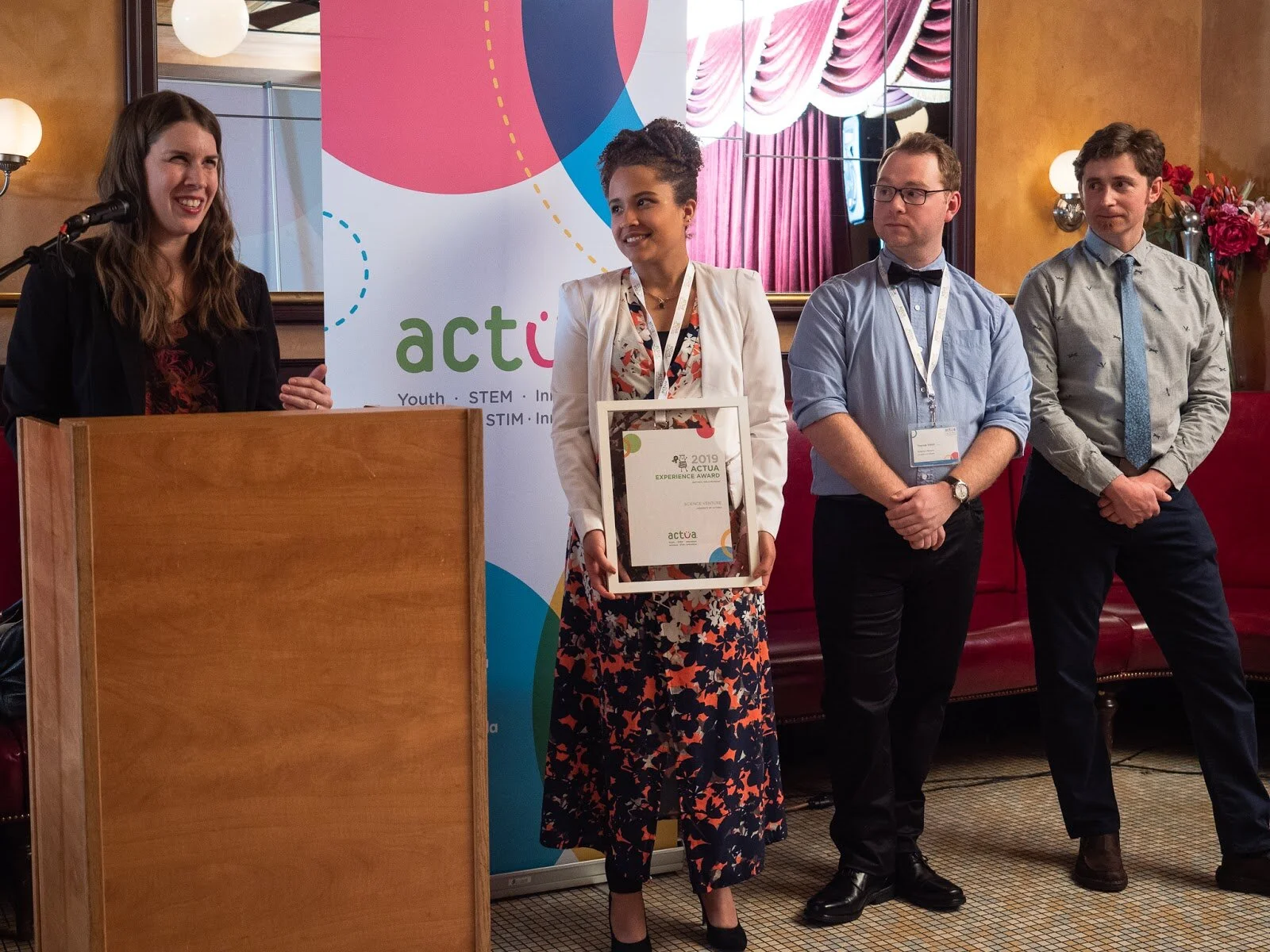 Melisa Yestrau, receiving an award for Science Venture at the Actua National Conference held in Ottawa.