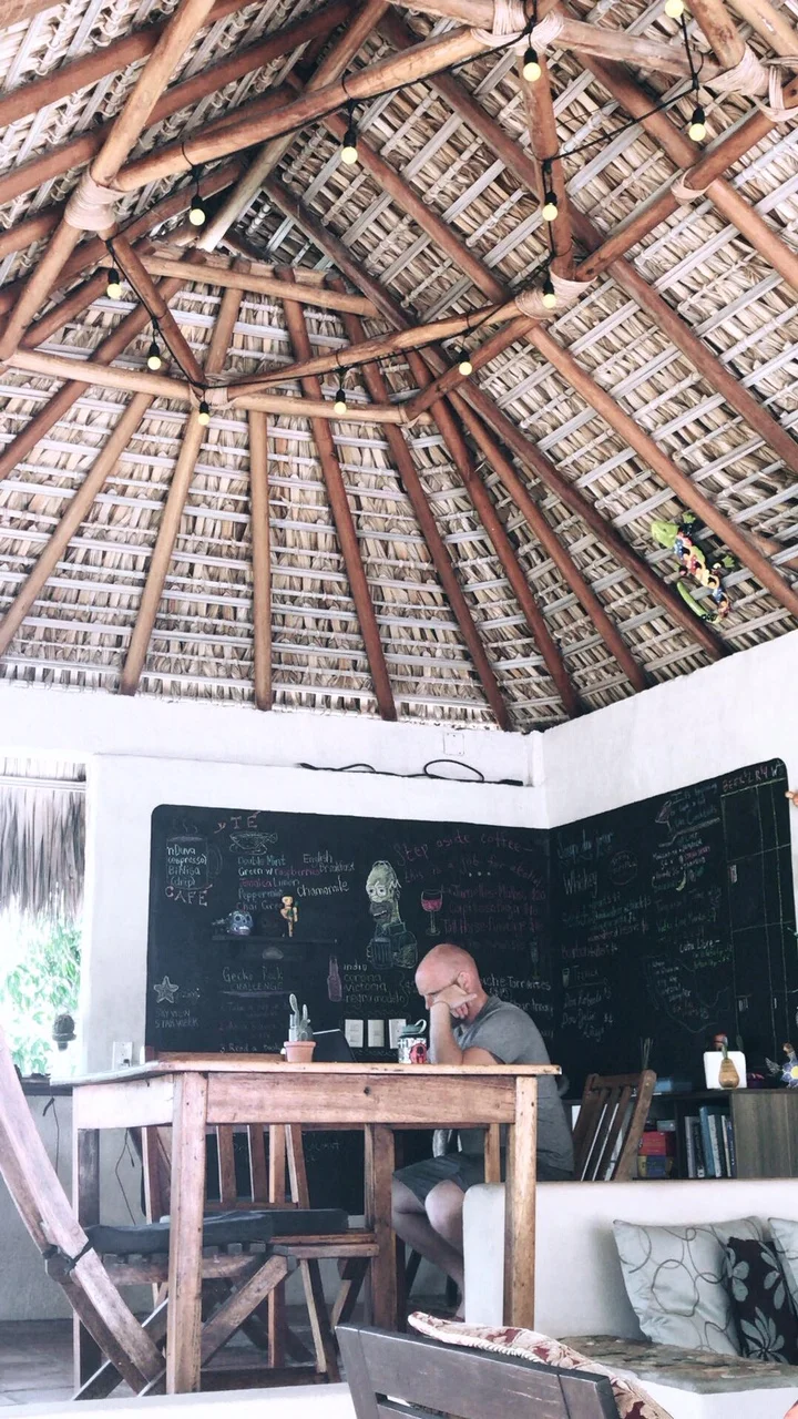 Danny hanging out under the palapa