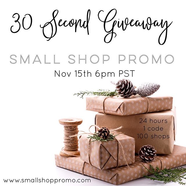 ✨ G I V E A W A Y ✨
We've teamed up with some of our favorite shops who are a part of the @smallshoppromo Shopping Event (happening Nov 15th at 6pm PST)to bring you an amazing prize!! 2 lucky winners will  split the winnings of $2k+ in small shop gif