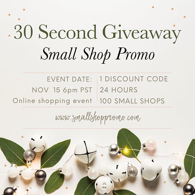 ✨ 2nd G I V E A W A Y ✨
We've teamed up with some of our favorite shops who are a part of the @smallshoppromo Shopping Event (happening Nov 15th at 6pm PST)to bring you an amazing prize!! 2 lucky winners will  split the winnings of $1.5k+ in small sh