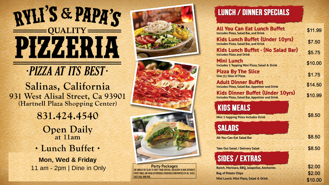 Menu — Ryli's & Papa's Pizzeria