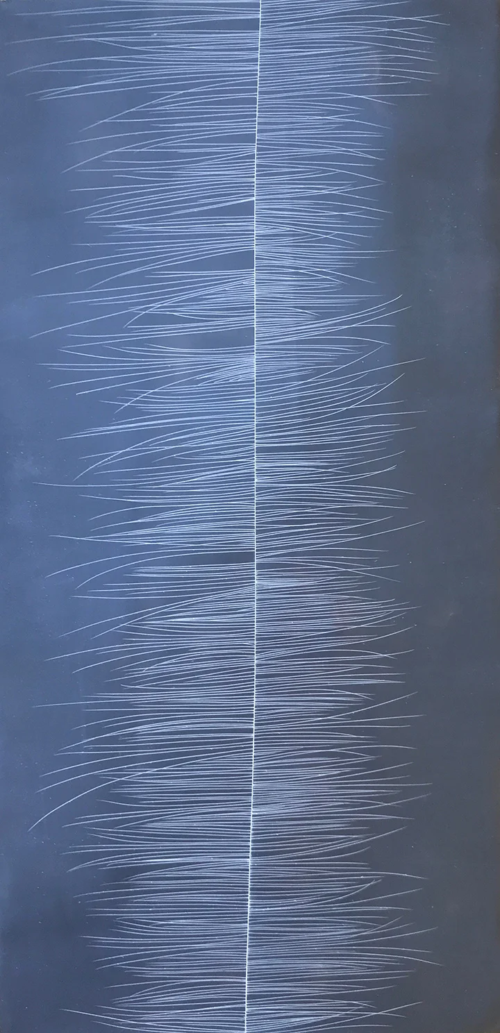 Threadline #7, encaustic on cradled panel, 36x12, 2017
