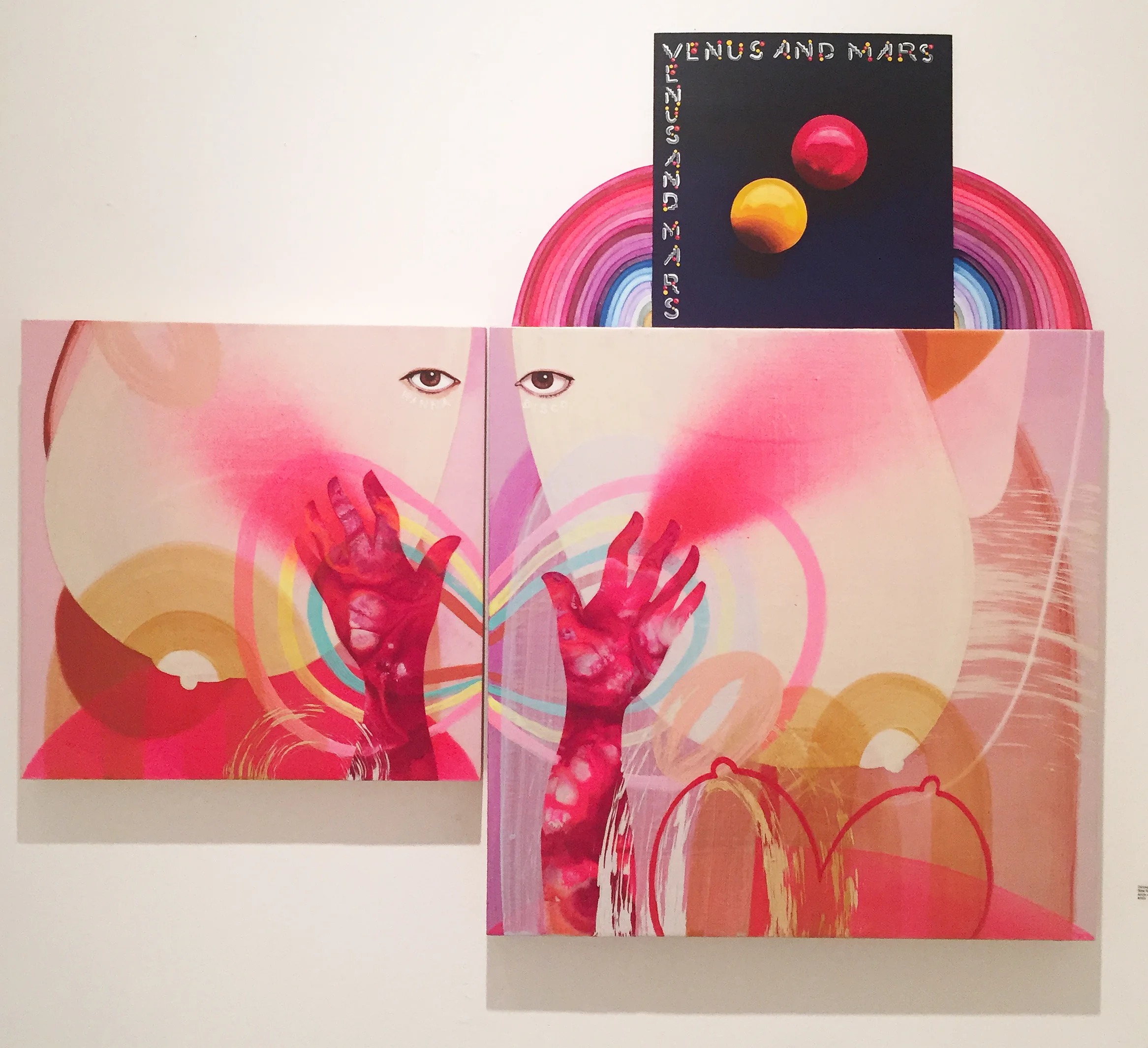 Venus and Mars Kiss at Dawn , mixed media on multiple panels, 2017. Email for more details and photos.