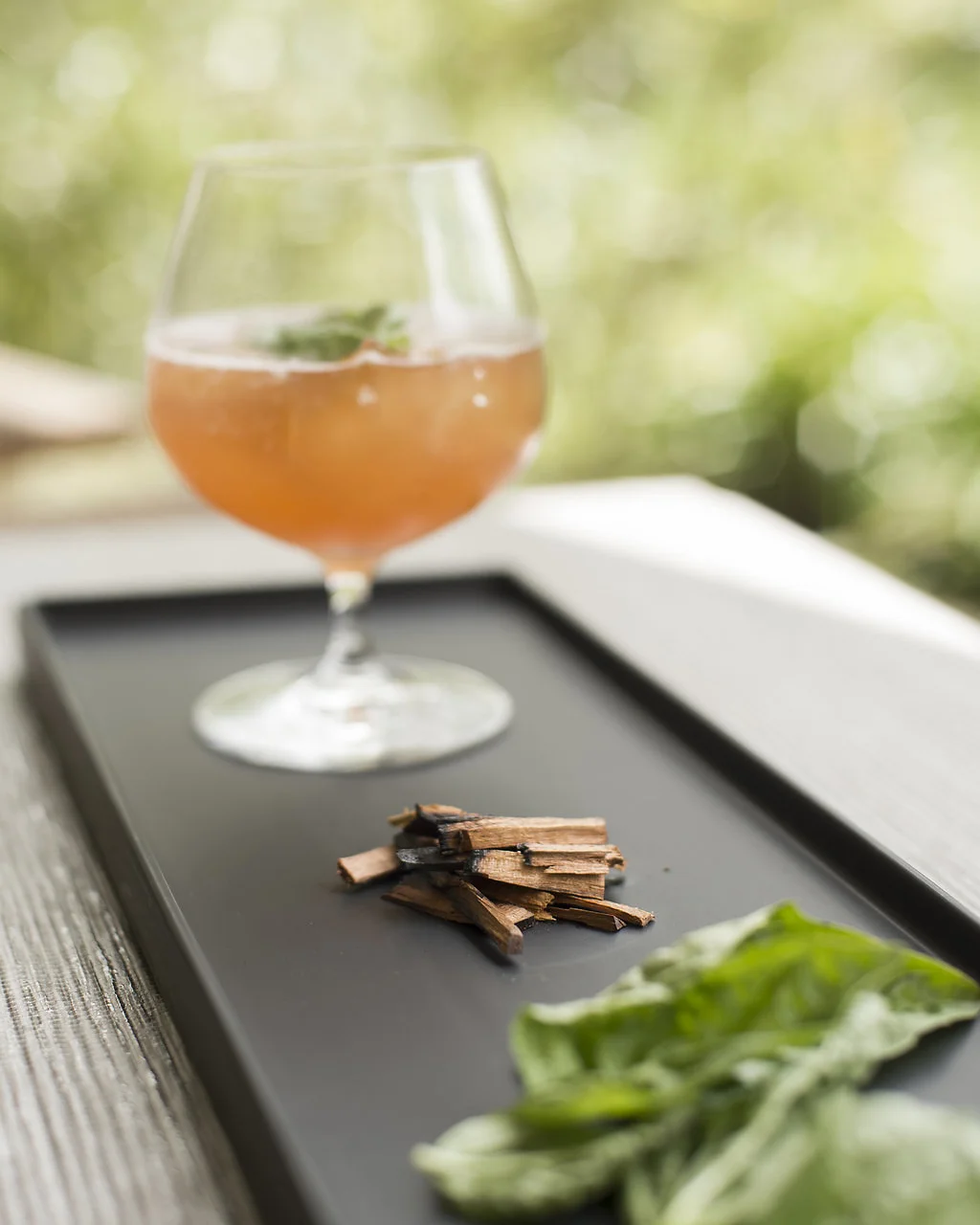 SMOKED BASIL garden basil, fresh pressed lime, cherry wood smoke, maraschino liqueur, aged rum