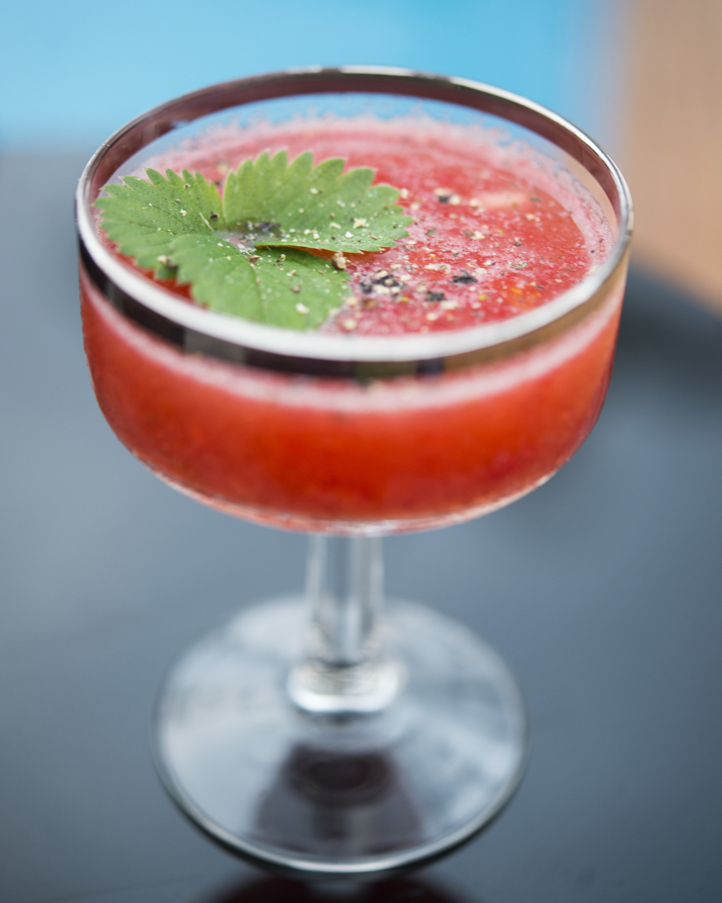 WILD RED HEAD fresh pressed Kula strawberries and lime, aged balsamic, touch of sugar, cracked black pepper, gin