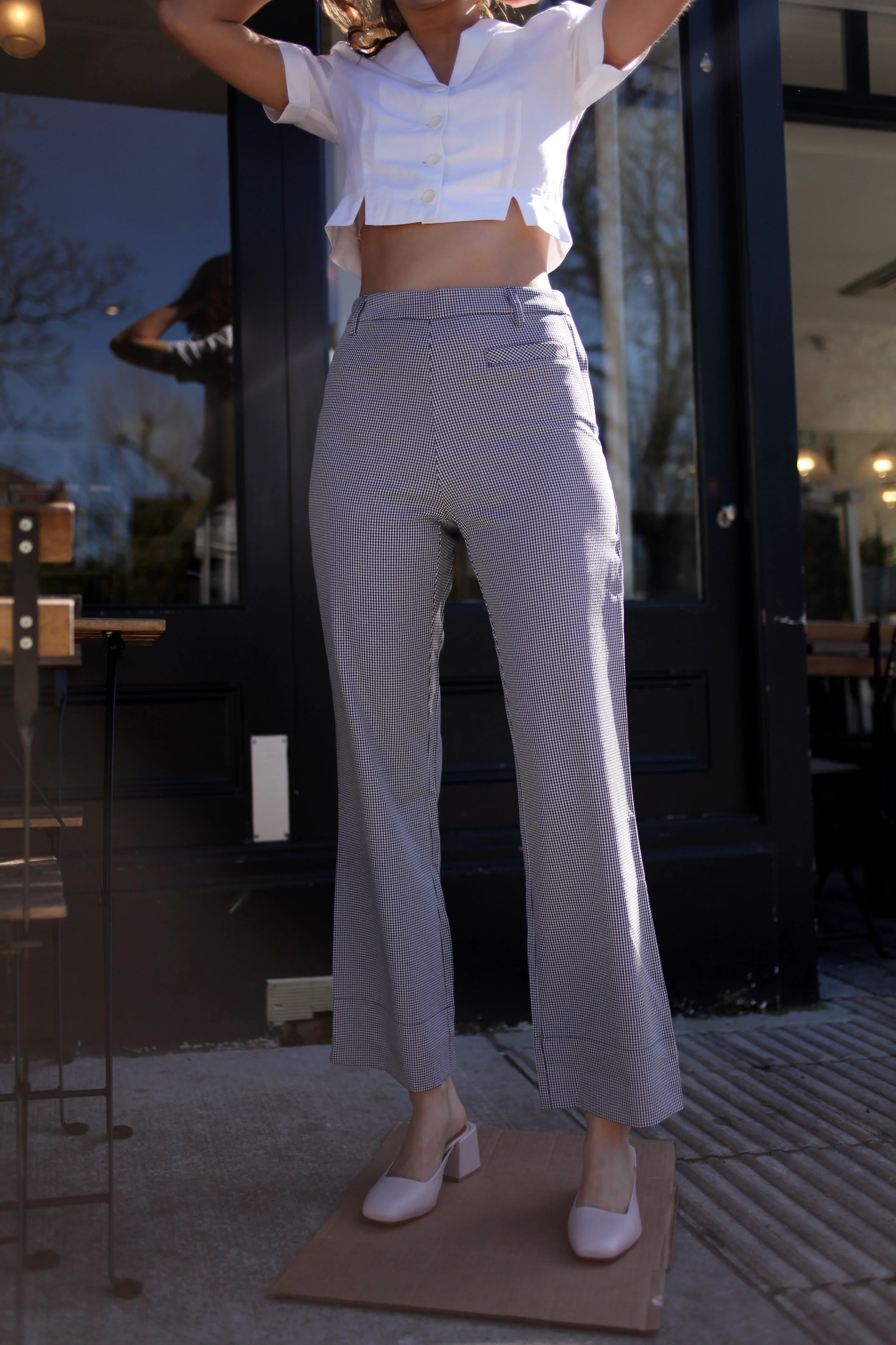 gingham flare pants