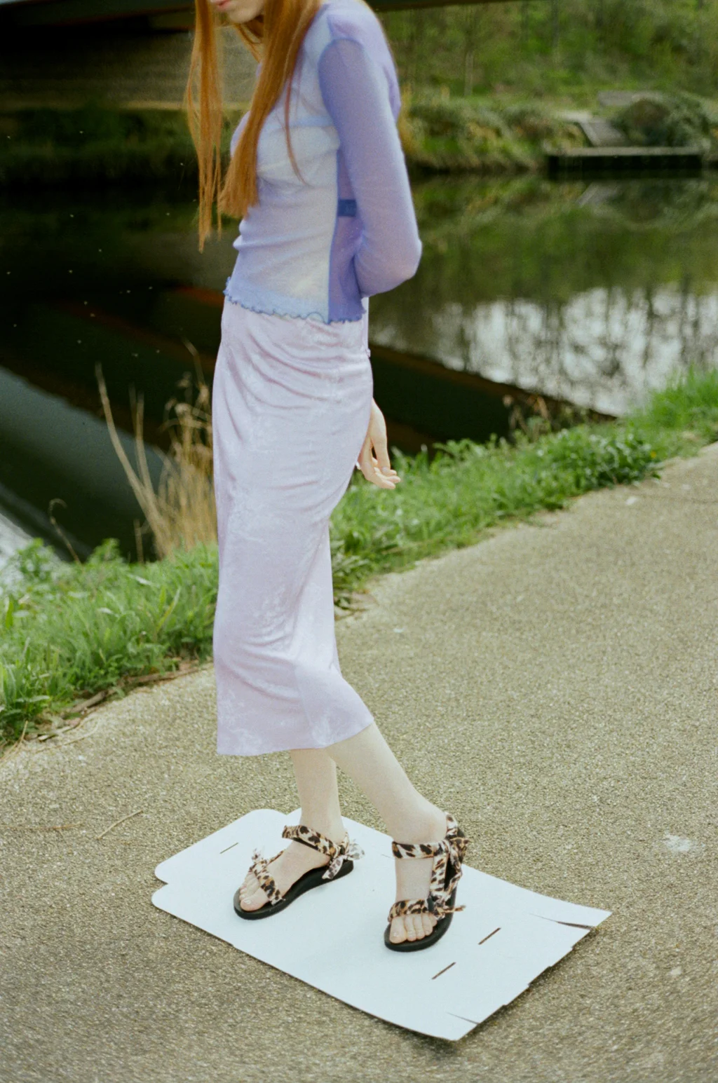 PRISCAVera Lilac Floral Slip Skirt