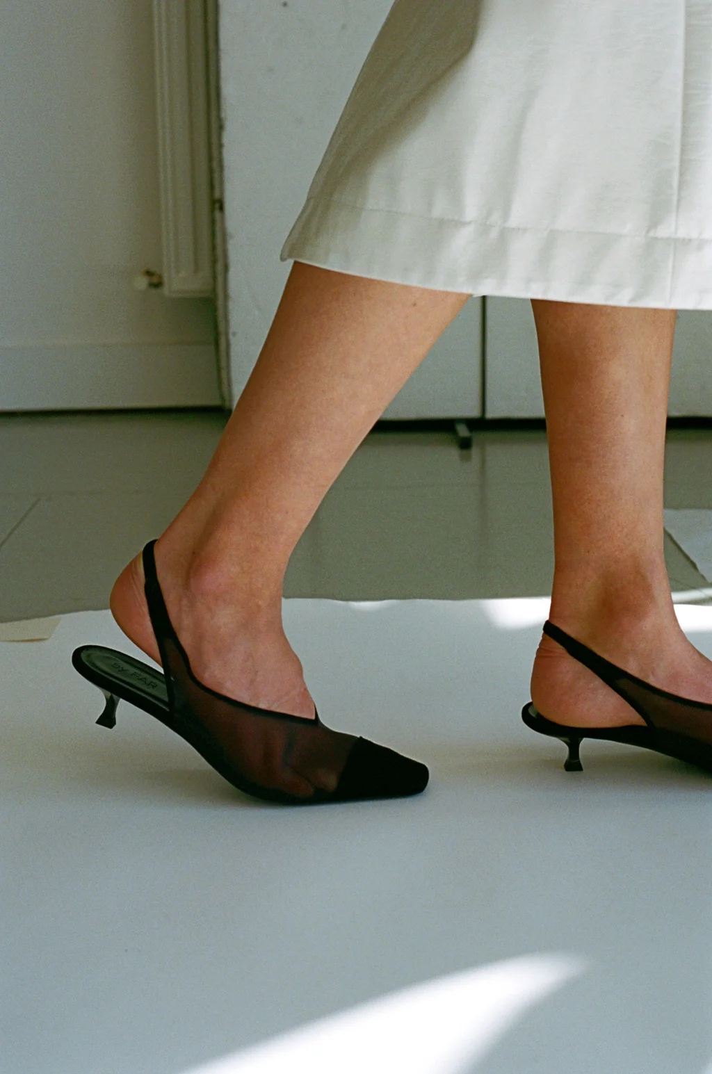 mesh slingback pumps