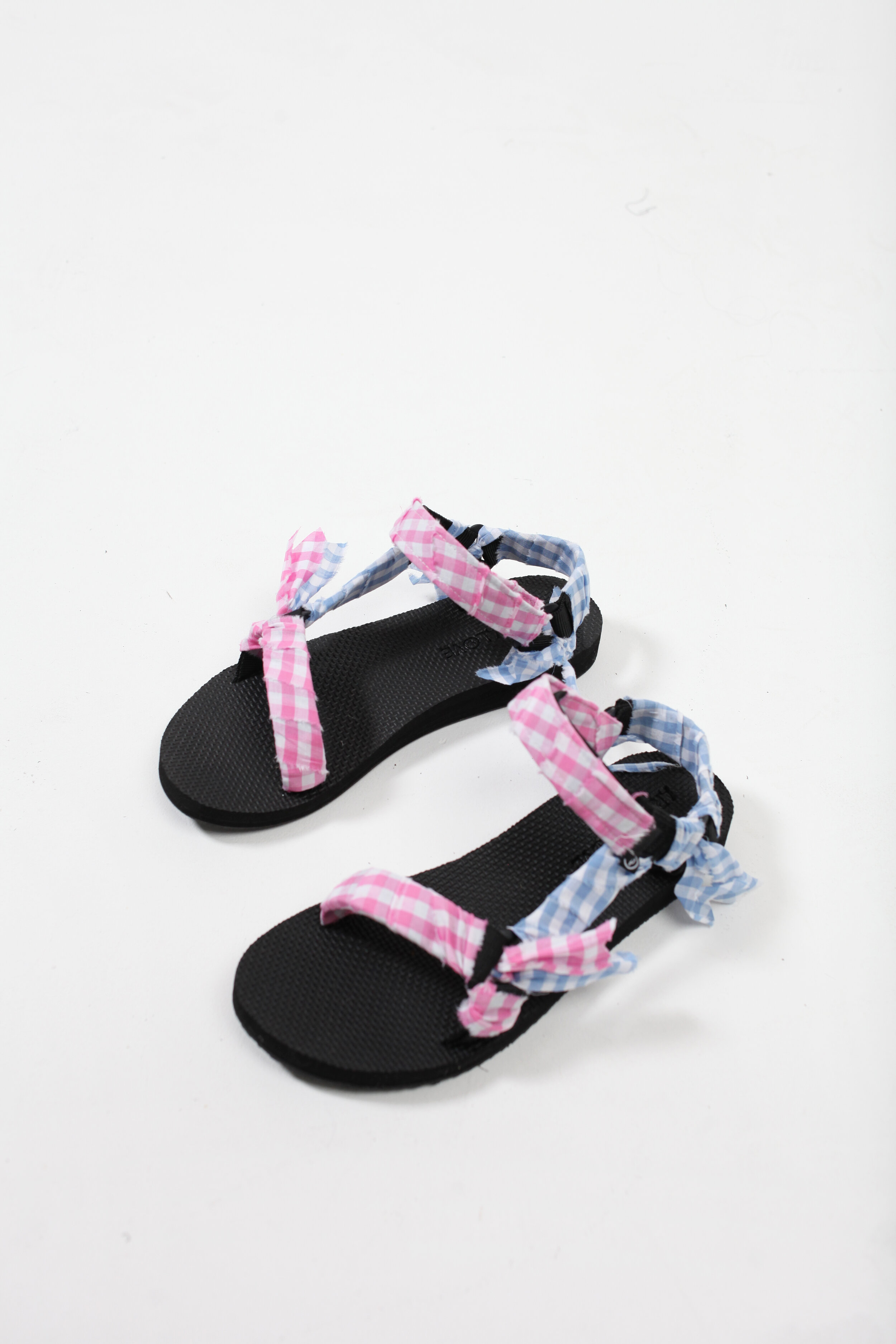 pink gingham sandals