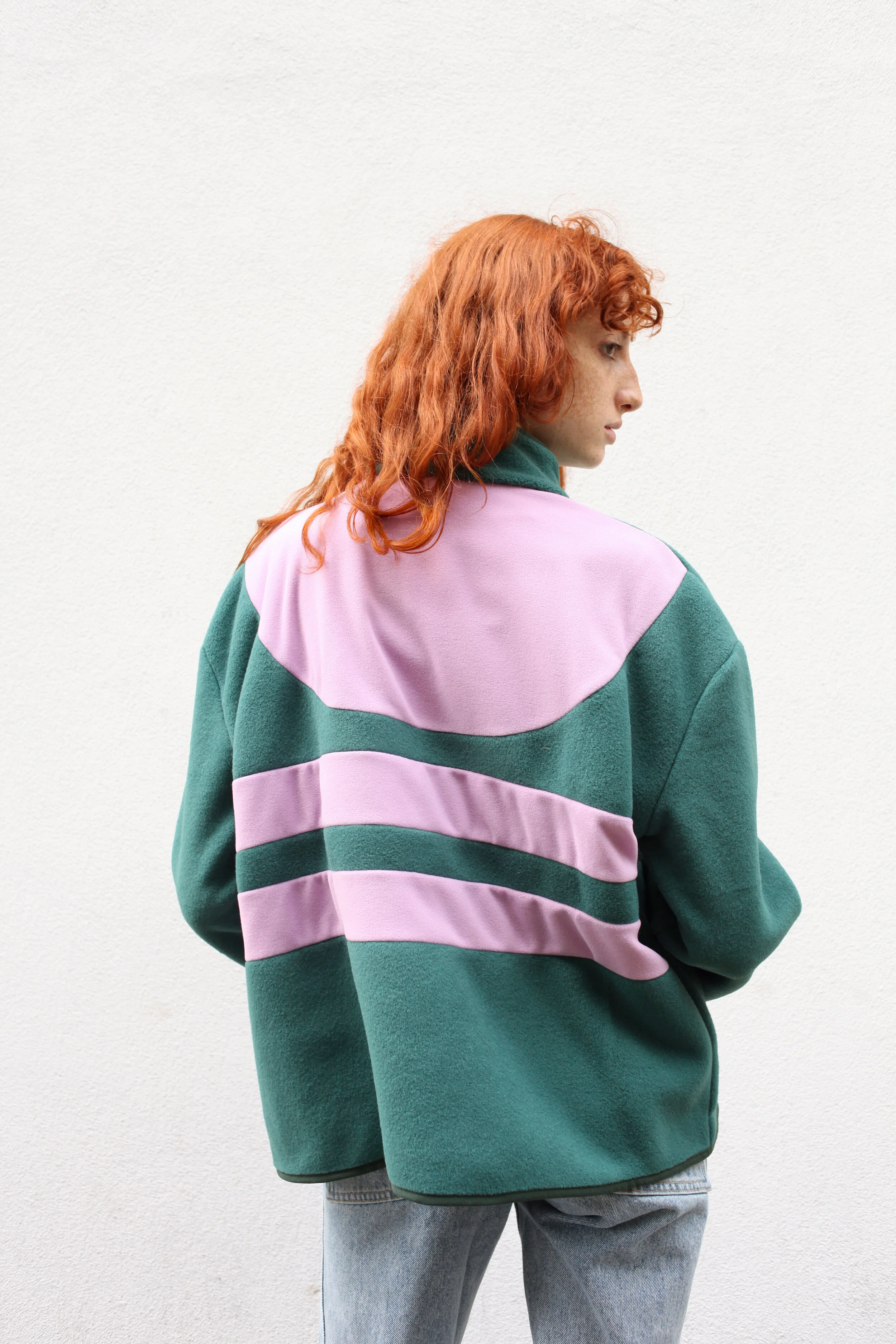 lazy oaf forest green zip up fleece