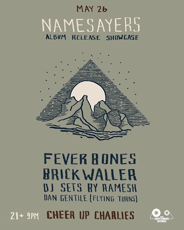 Can't wait to celebrate with @namesayersofficial at their album release show this Saturday at @cheerupcharlies!  Come by and pick up a copy of their beautiful new record, MANTLES, from sweet new lathe label, @oldfaithfulrecords! Music starts at 9pm! 