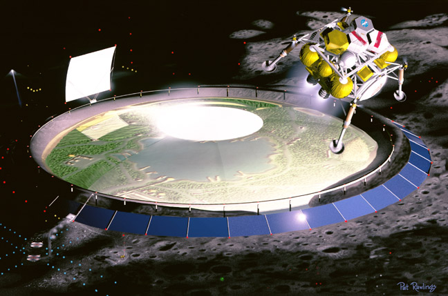  Domed lunar settlement illustration by Pat Rawlings, courtesy NASA. 