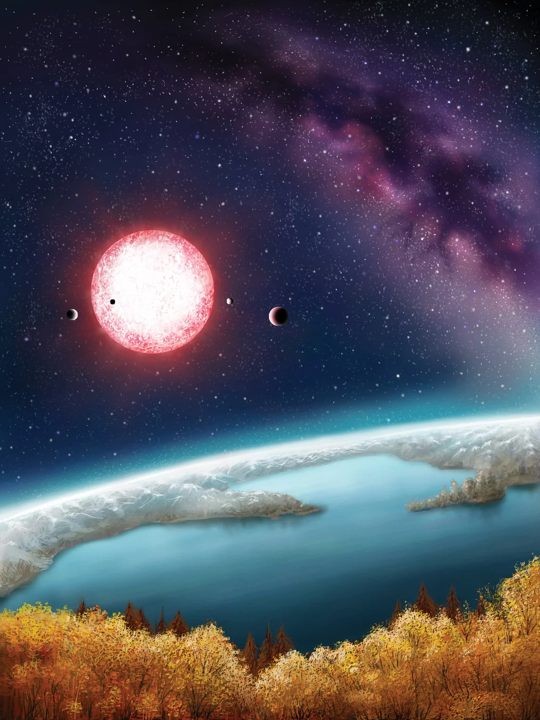 Artist's impression of the Archipelago world, Kepler 186f. Credit: Danielle Futselaar