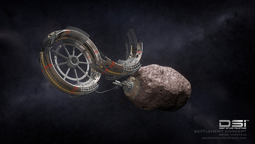    Asteroid settlement concept. Credit and Copyright: Bryan Versteeg / DSI.   