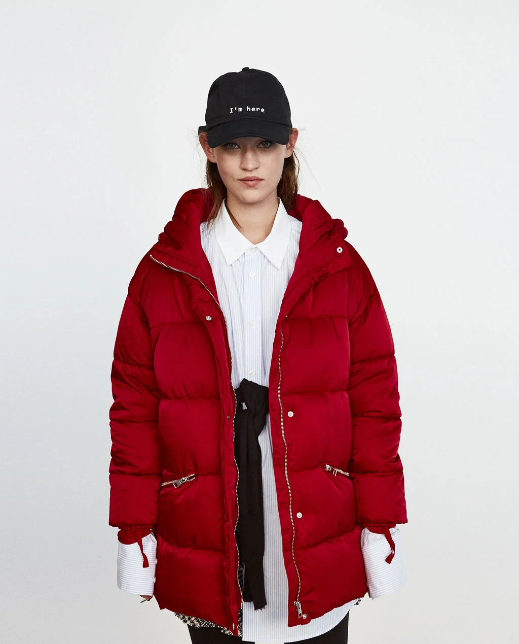 zara red puffer coat