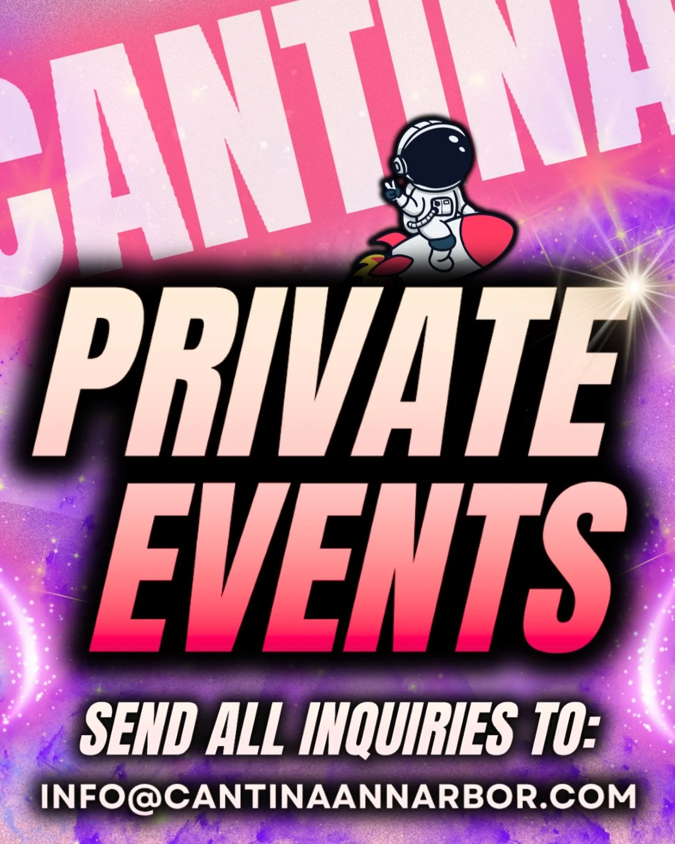 DATE PARTIES? ✅
CLUB GATHERINGS? ✅
PARENTS WEEKEND? ✅ 

CANTINA PRIVATE EVENT INQUIRIES ARE OPEN! 🥳
SAVE BUDGET AND BOOK A TUES/WED DATE PARTY ON SOUTH U 🤝

Email ALL inquiries to info@cantinaannarbor.com 💖