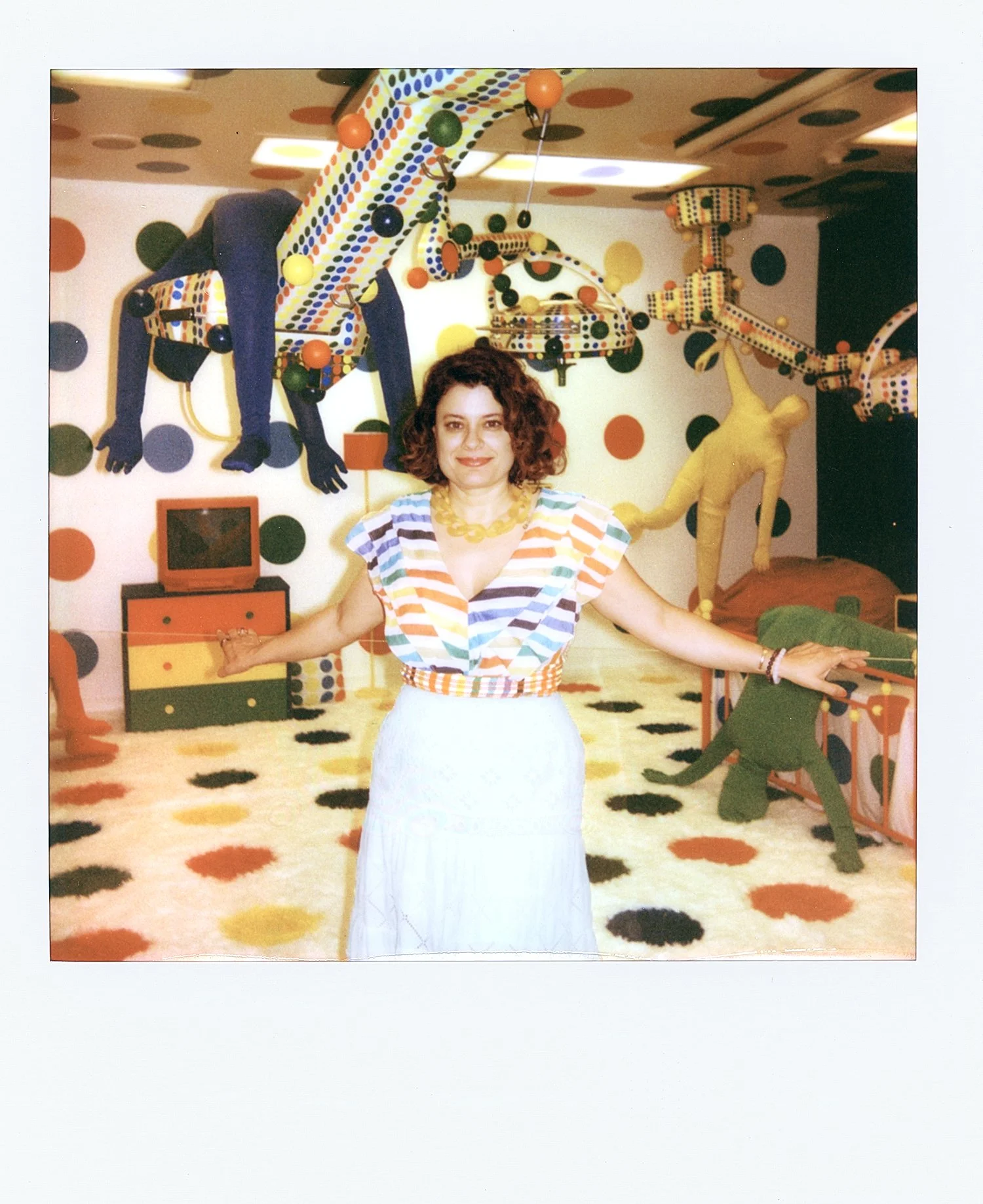 Javiera Estrada with her "What Happened to Twister" installation at the Hospital of Emotions on Polaroid i-Type