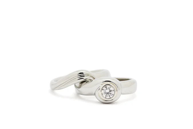  Custom Wedding Set, 18K White Gold & Diamond