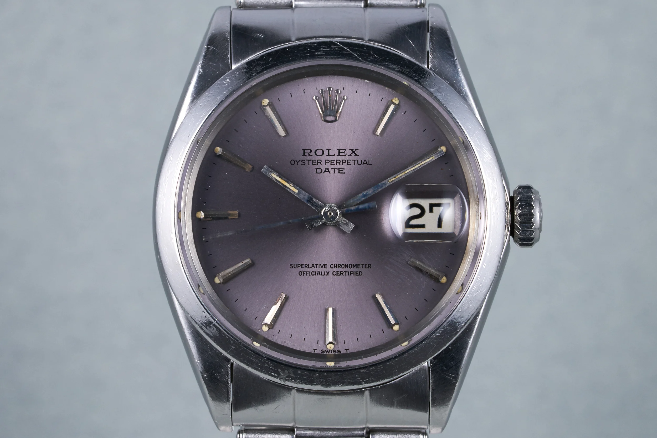 1969 Rolex Date Ref: 1500 Gray Dial Aged to Purple