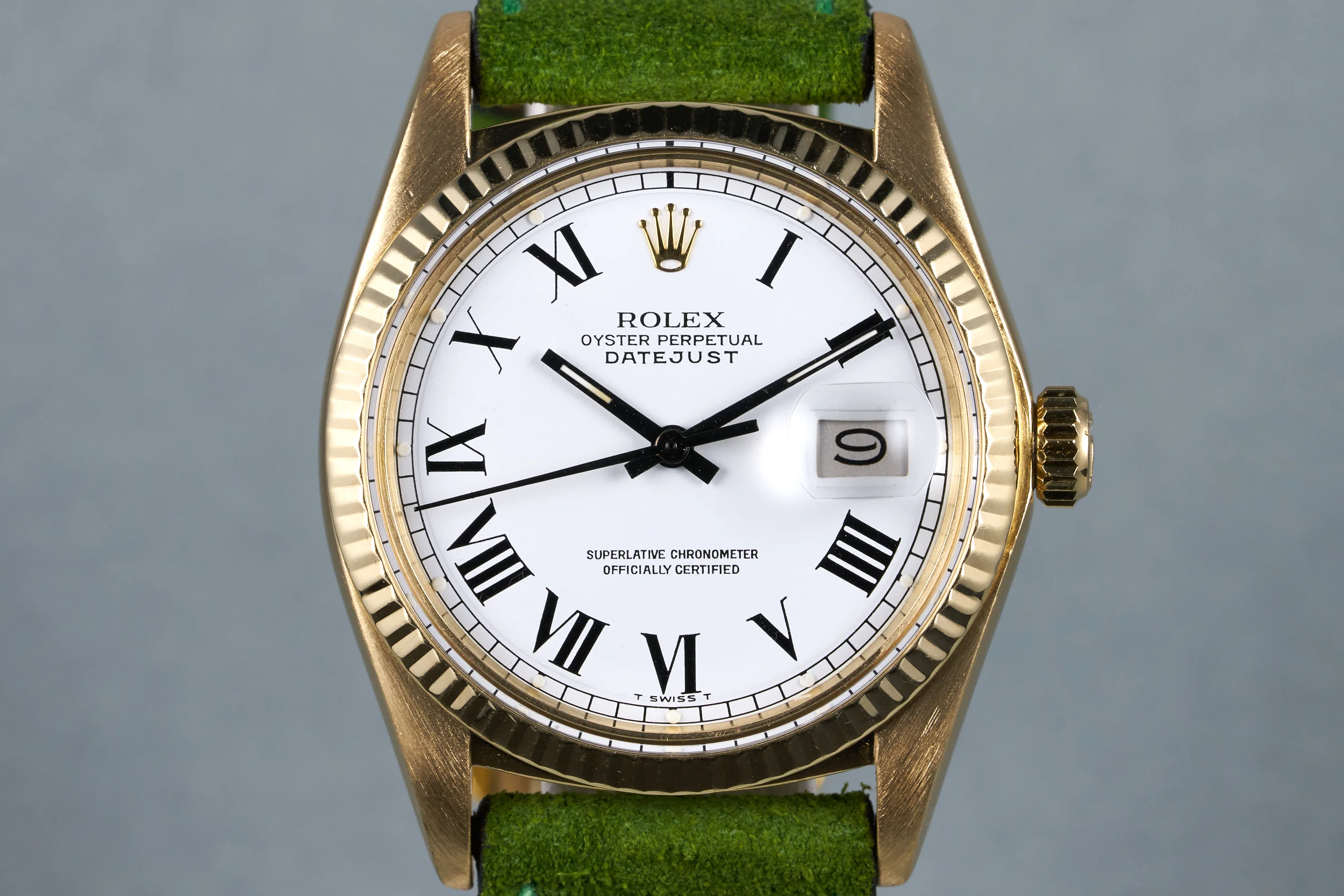 1977 Rolex YG DateJust Ref: 1601 with White Buckley Dial