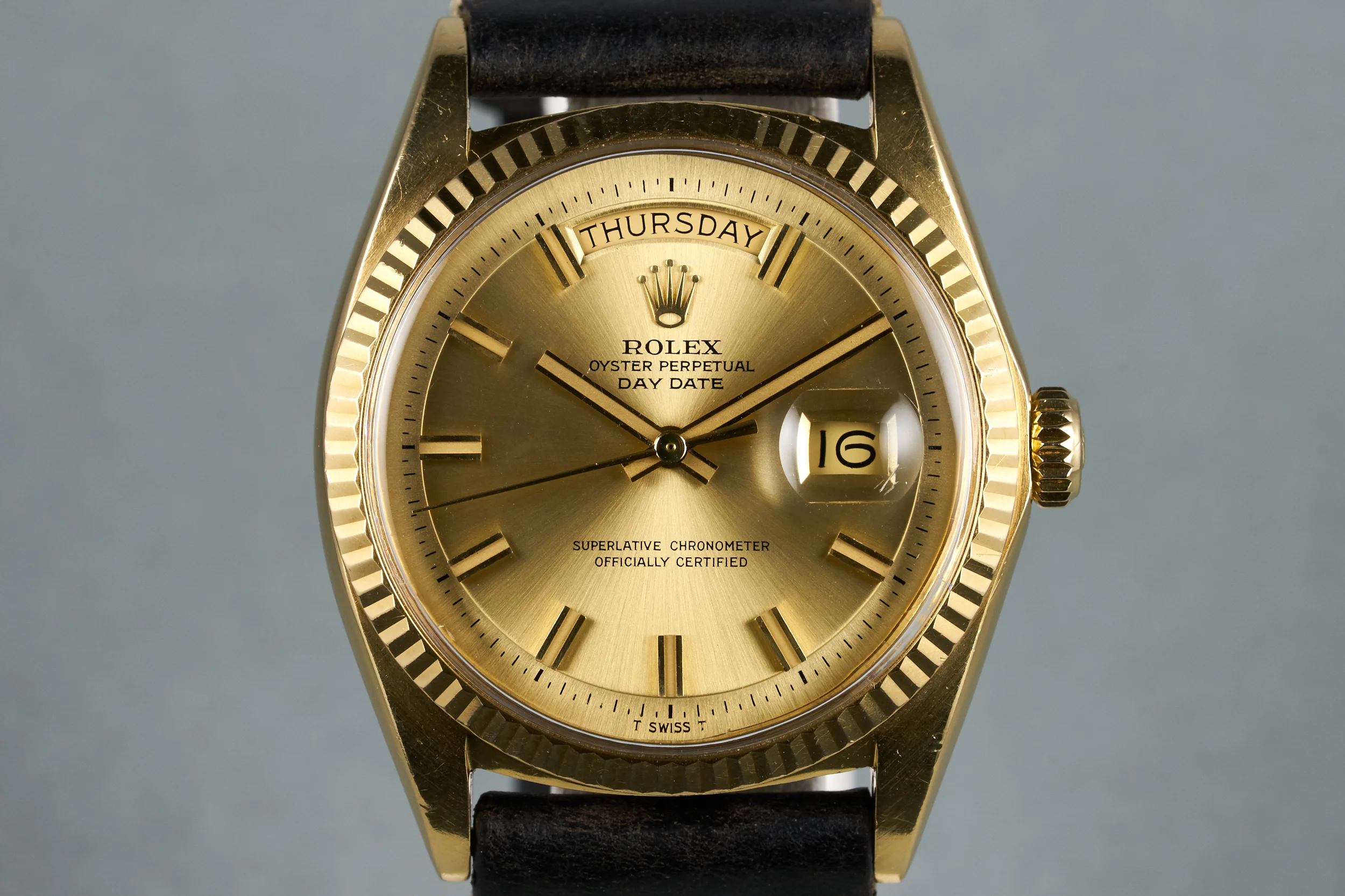 1967 Rolex YG Day-Date Ref: 1803 with Champagne Non-Luminous 'Wide Boy' Dial