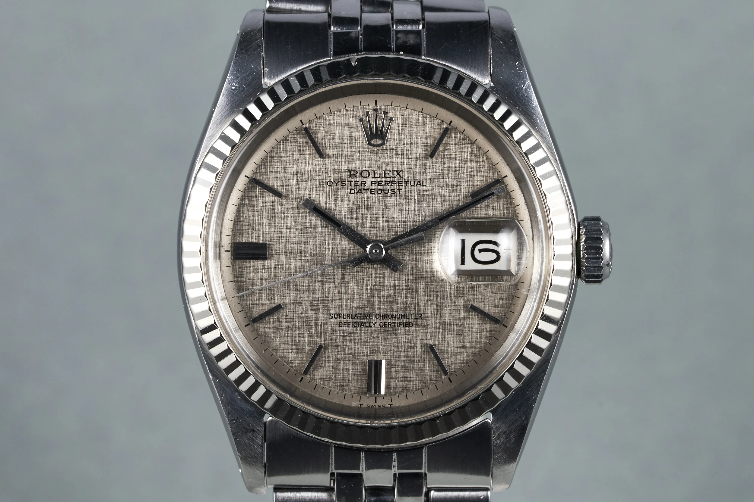 1971 Rolex Datejust Ref: 1601 with Gray Non-Luminous Linen Dial